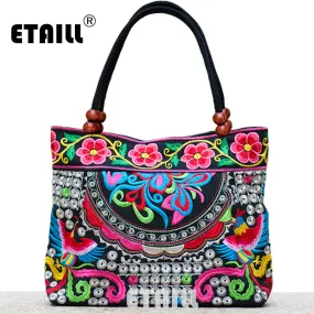 2016 Vintage National Ethnic Embroidery Bags Indian Boho Embroidered Shoulder Bag Brand Bags Logo Handbags Women Sac a Dos Femme