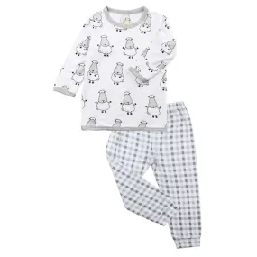 Baa Baa Sheepz Long Sleeve Shirt   Pants - White Big Sheep   Grey Checkers