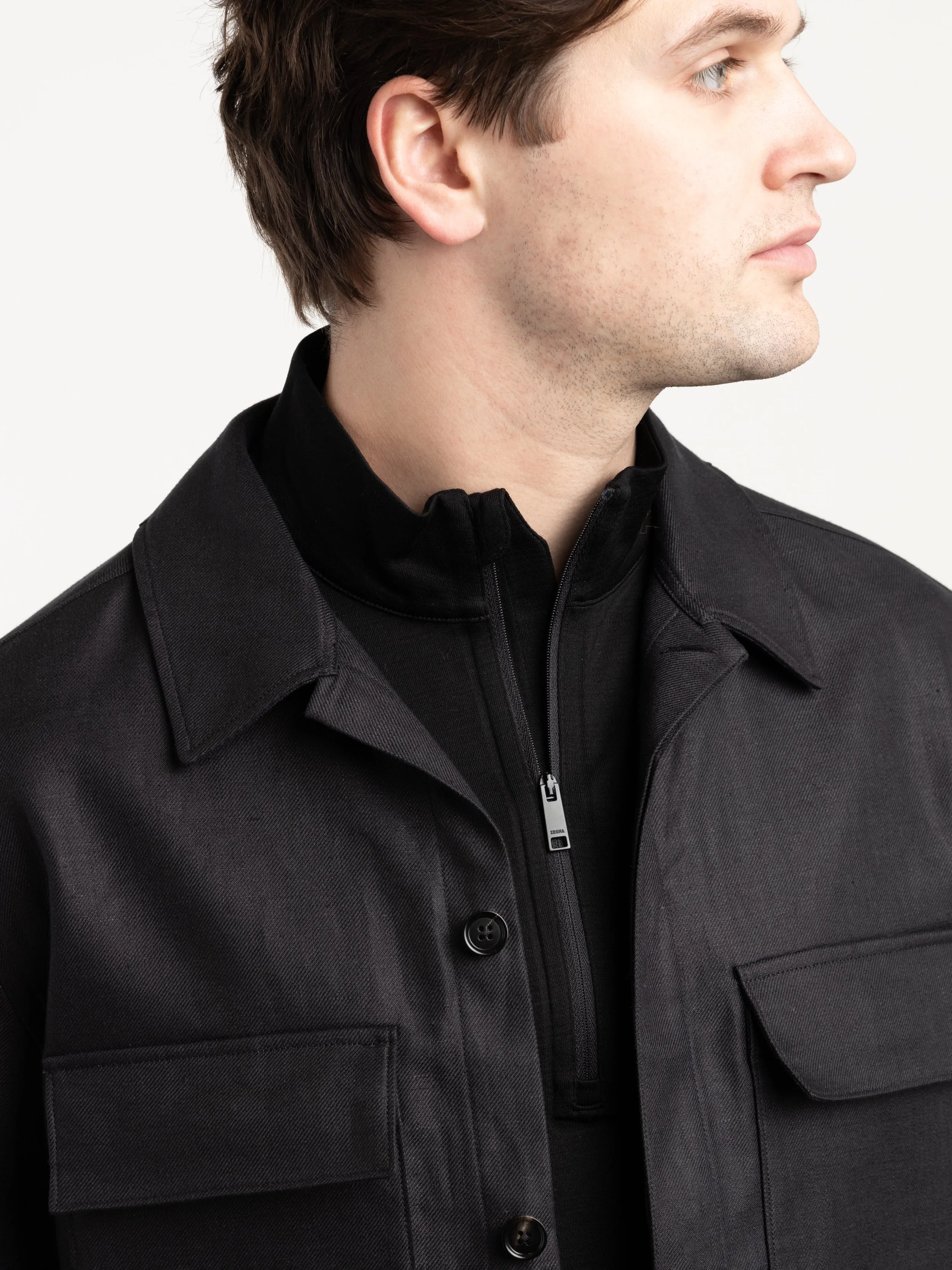 Black Oasi Lino Overshirt