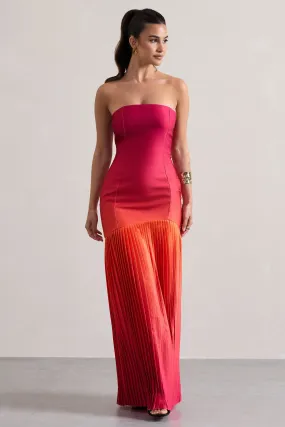 California | Robe longue ombrée rose et orange  à bandeau plissée