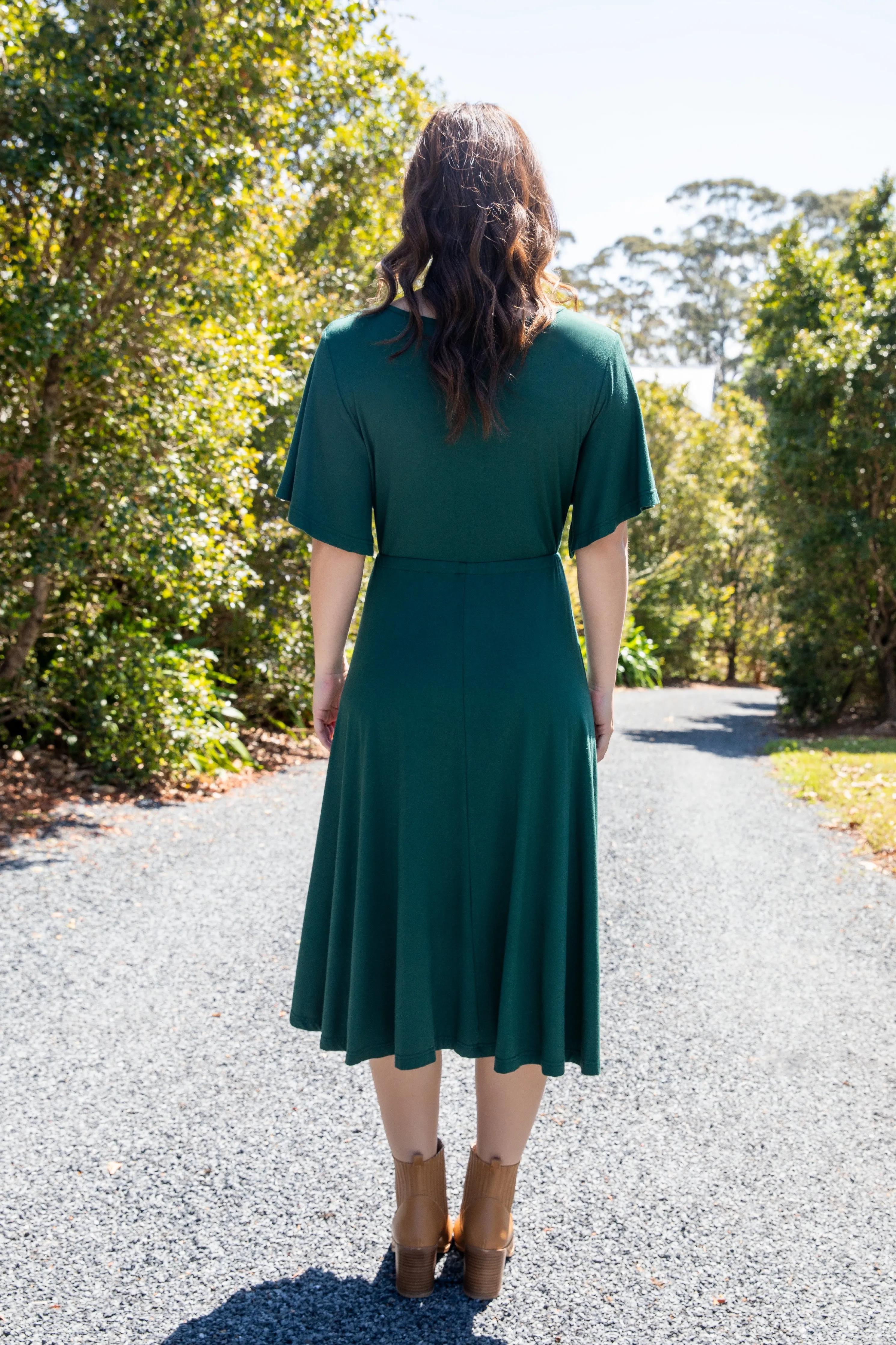 FINAL SALE Billine Dress in Forest Green