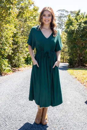 FINAL SALE Billine Dress in Forest Green