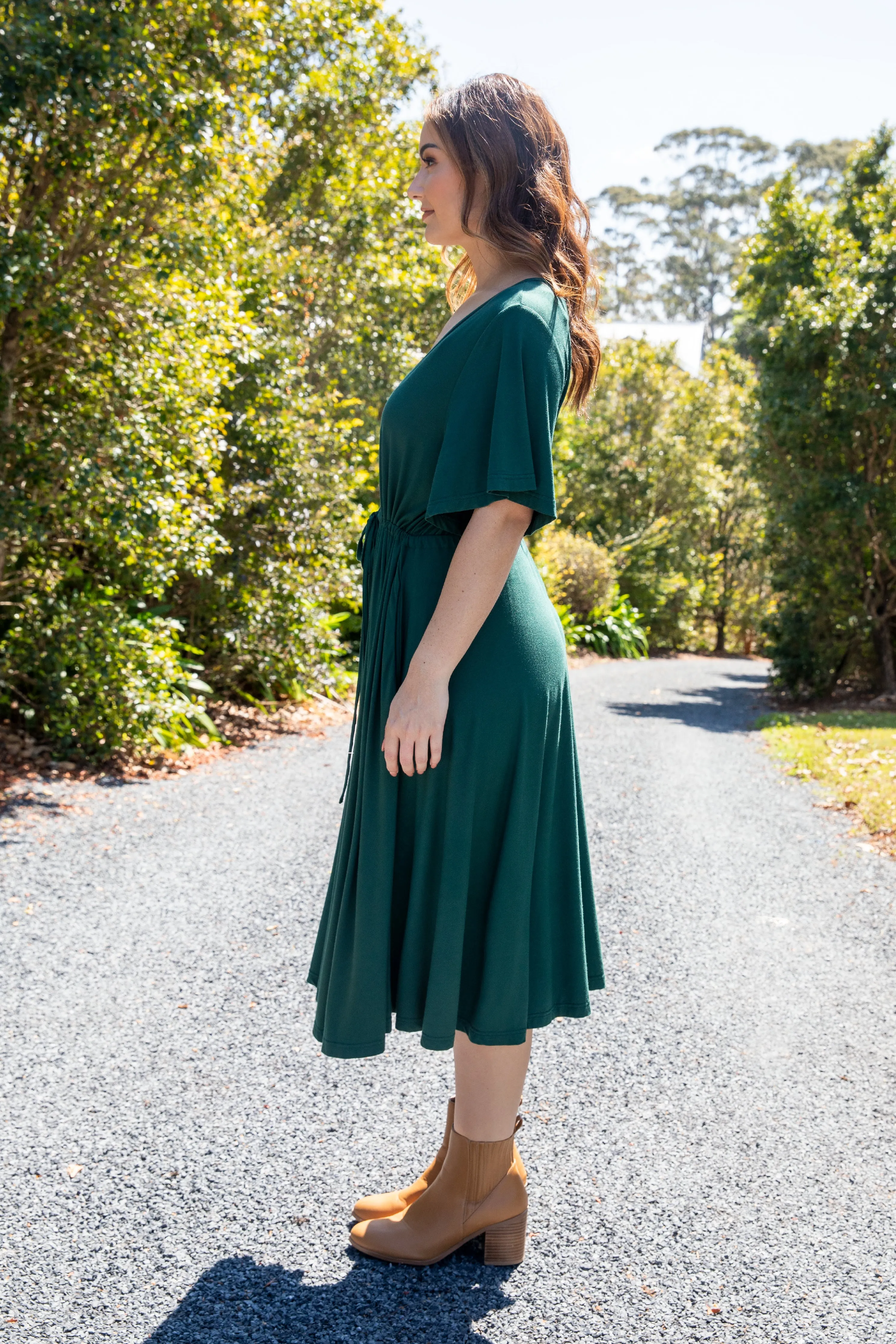 FINAL SALE Billine Dress in Forest Green