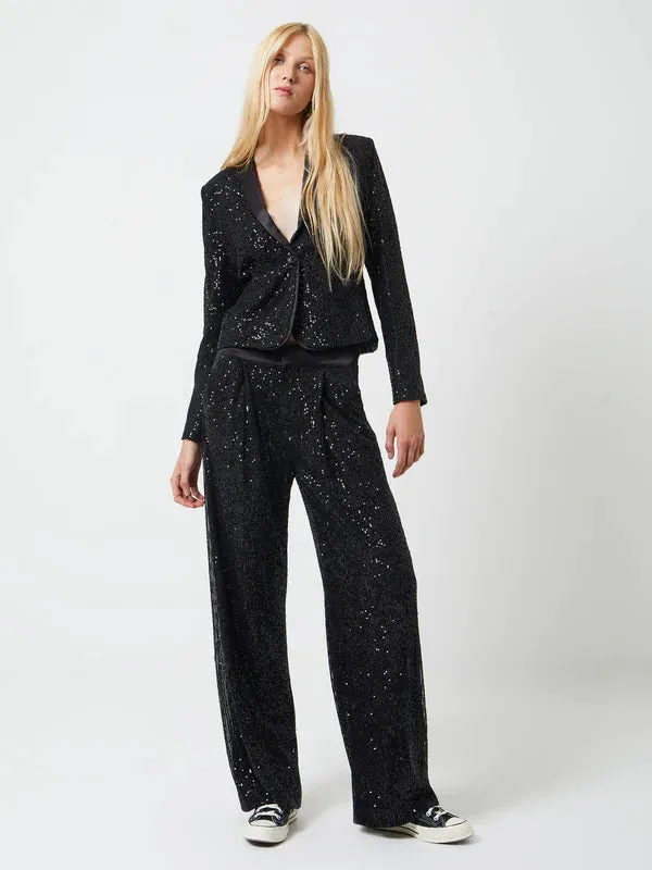 French Connection Alindava Sequin Suit Trousers-Black-74TNG