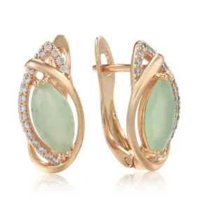 Natural Aventurine Zircon Rose Gold Clip-on Earrings