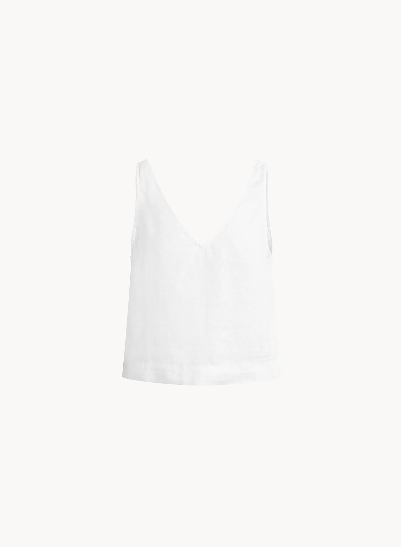 Sleeveless Button Back V-Neck Top - White