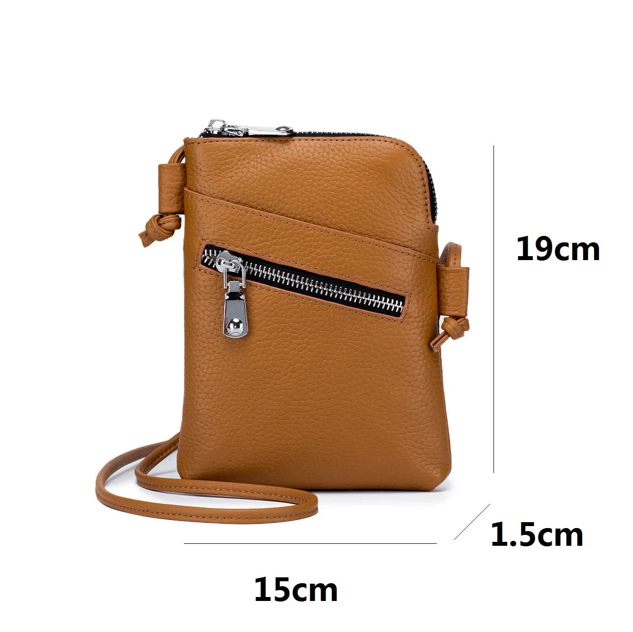 Women's genuine cowhide leather handphone bag Mirren Zip design