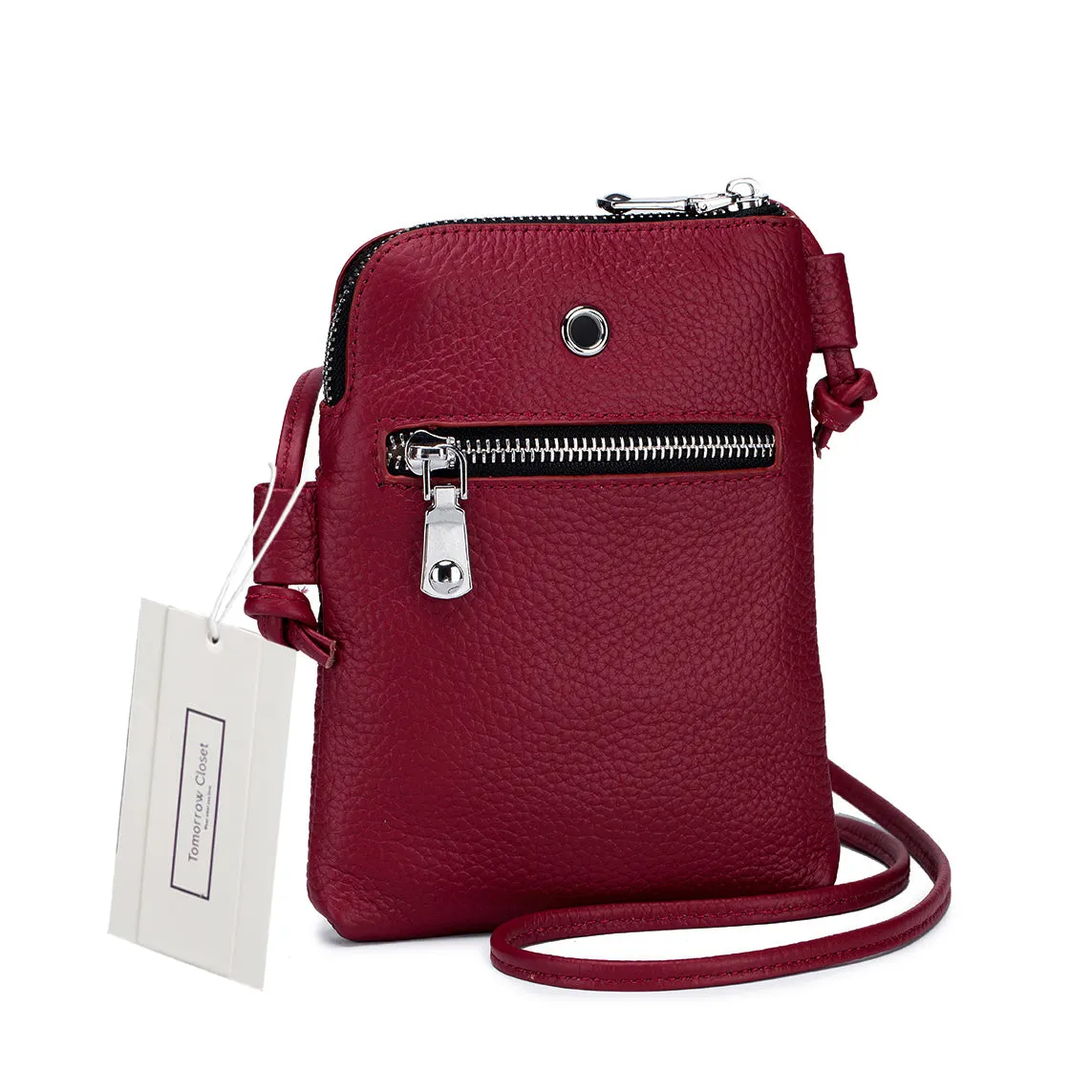 Women's genuine cowhide leather handphone bag Mirren Zip design