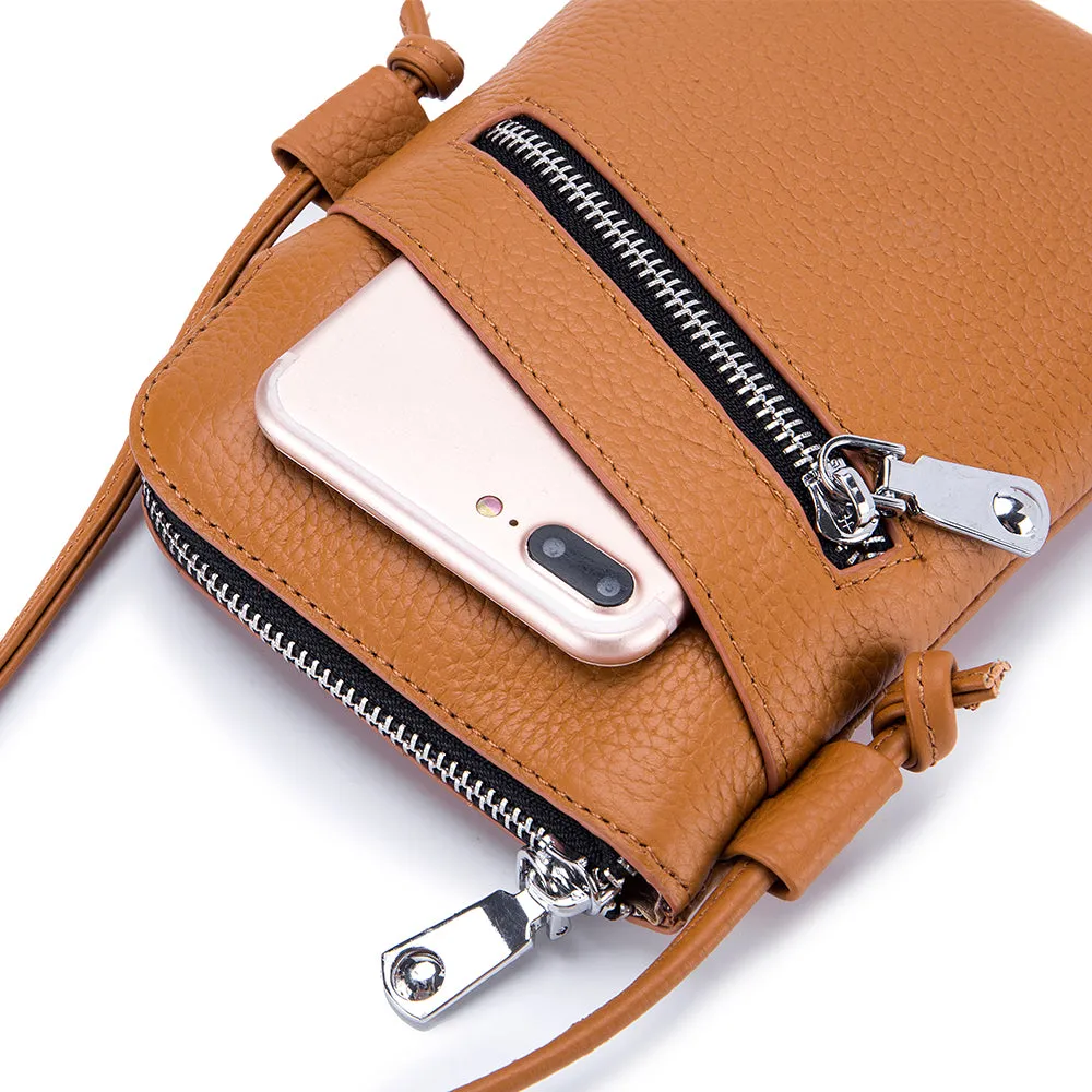 Women's genuine cowhide leather handphone bag Mirren Zip design