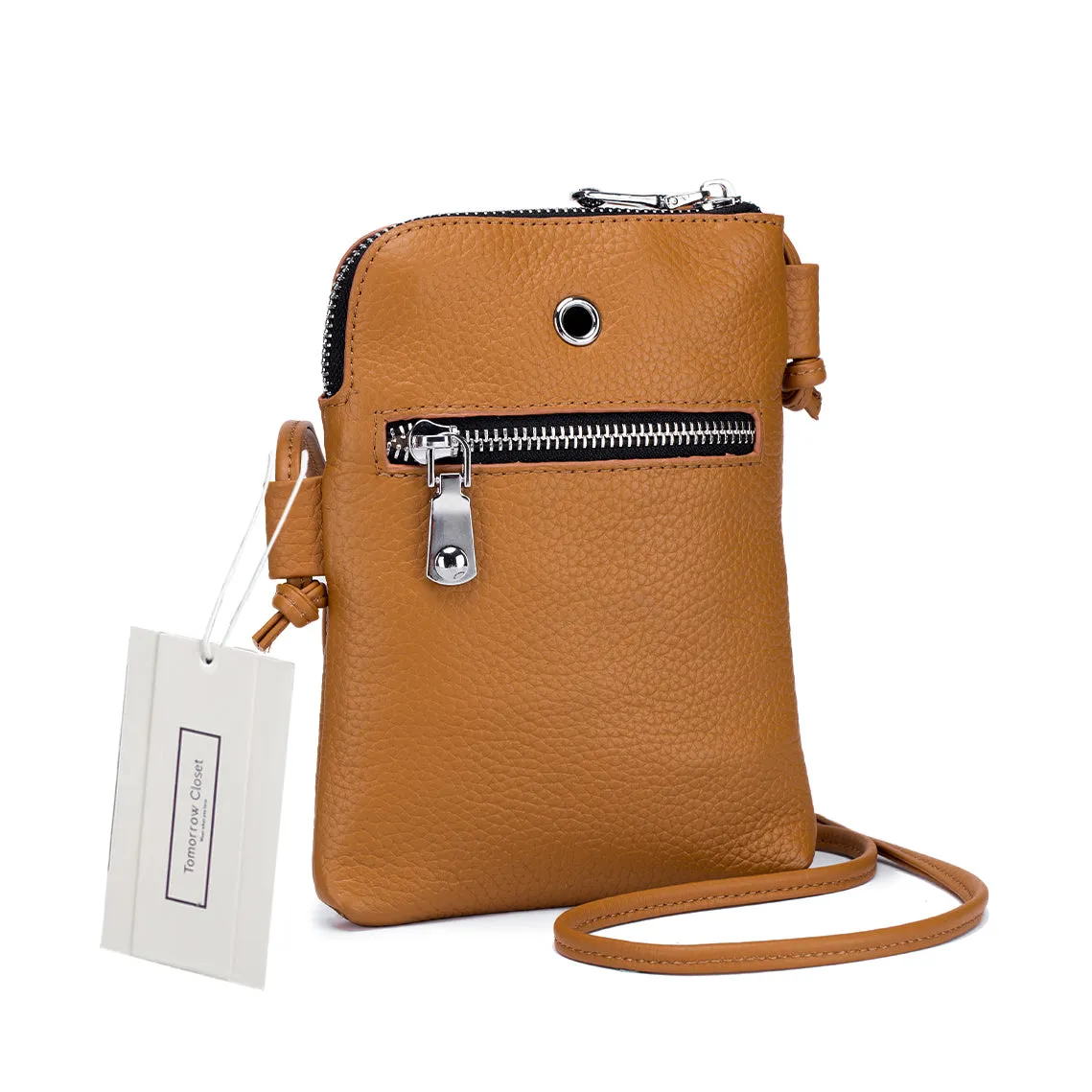 Women's genuine cowhide leather handphone bag Mirren Zip design